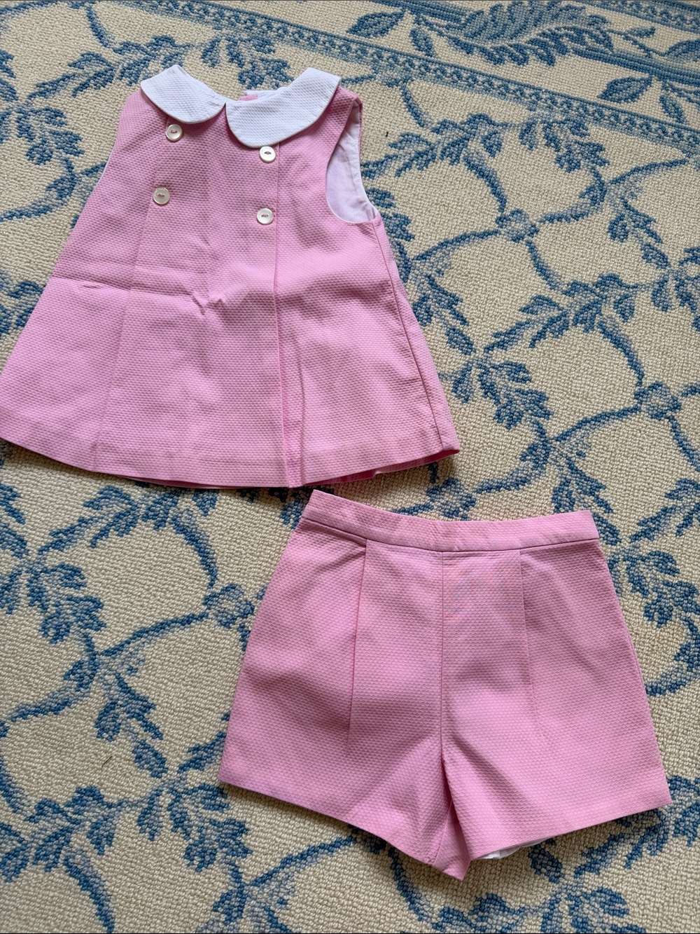 Jacadi Pink Two-Piece Girls Matching Set - Textured Top & Shorts